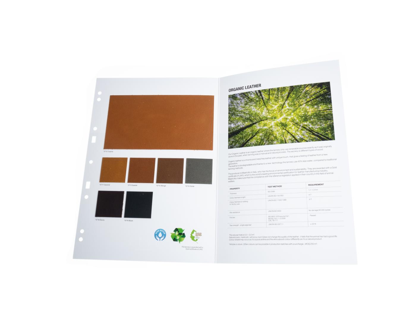 Odos Organic Leather kolekcija (lankstinukas) Odos Organic Leather kolekcija (lankstinukas)