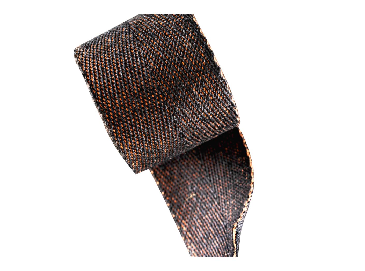 Juosta, b=50 mm, juodas linas/oranžinė medvilnė Juosta, b=50 mm, juodas linas/oranžinė medvilnė