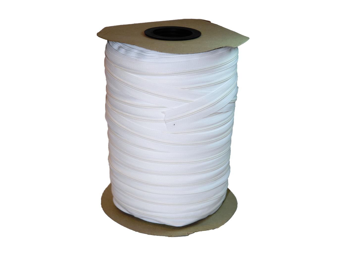 Spiralinio užtrauktuko juosta Chiq, 5 mm, balta Spiralinio užtrauktuko juosta Chiq, 5 mm, balta